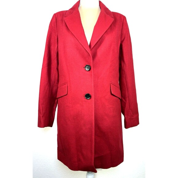 Sam Edelman Jackets & Blazers - Sam Edelman Red Wool Blend Coat Womens M Single Breasted Tailored Pea Coat